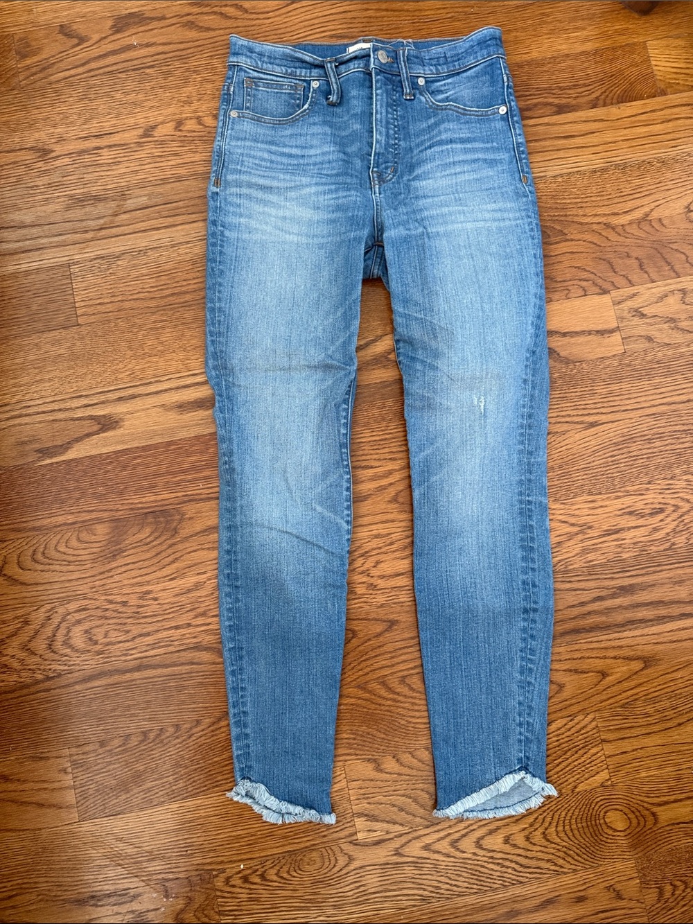 Madewell Light Blue Skinny Jeans with Frayed Hem